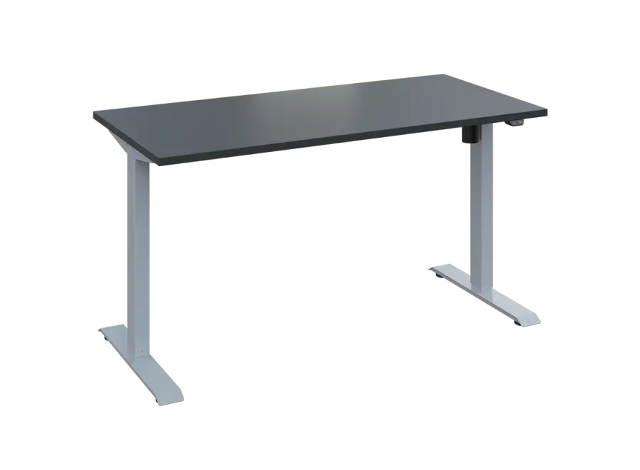 Flexi 27-14 výškově nastavitelný stůl, kovová podnož stříbrná, deska 25 mm, široký 1400 mm, antracit